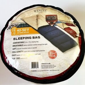 Wenzel Warm Weather Red Sleeping Bag Breathable 40 - 50 Degrees USA Soft
